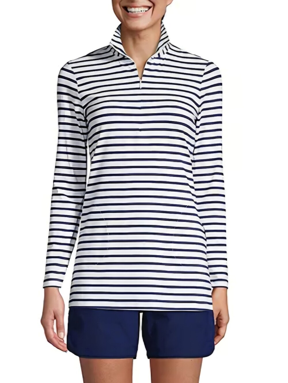 Land's End Quarter Zip Long Sleeve Tunic Rash Guard Cover-Up Sz XS/L